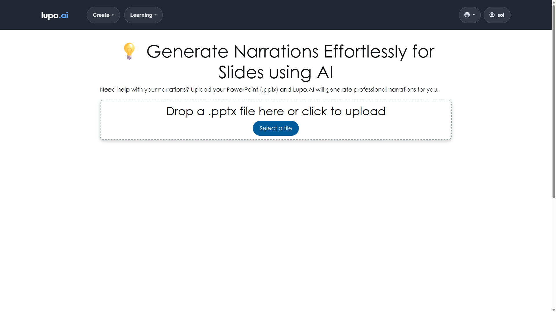 AI Slide Narrations page