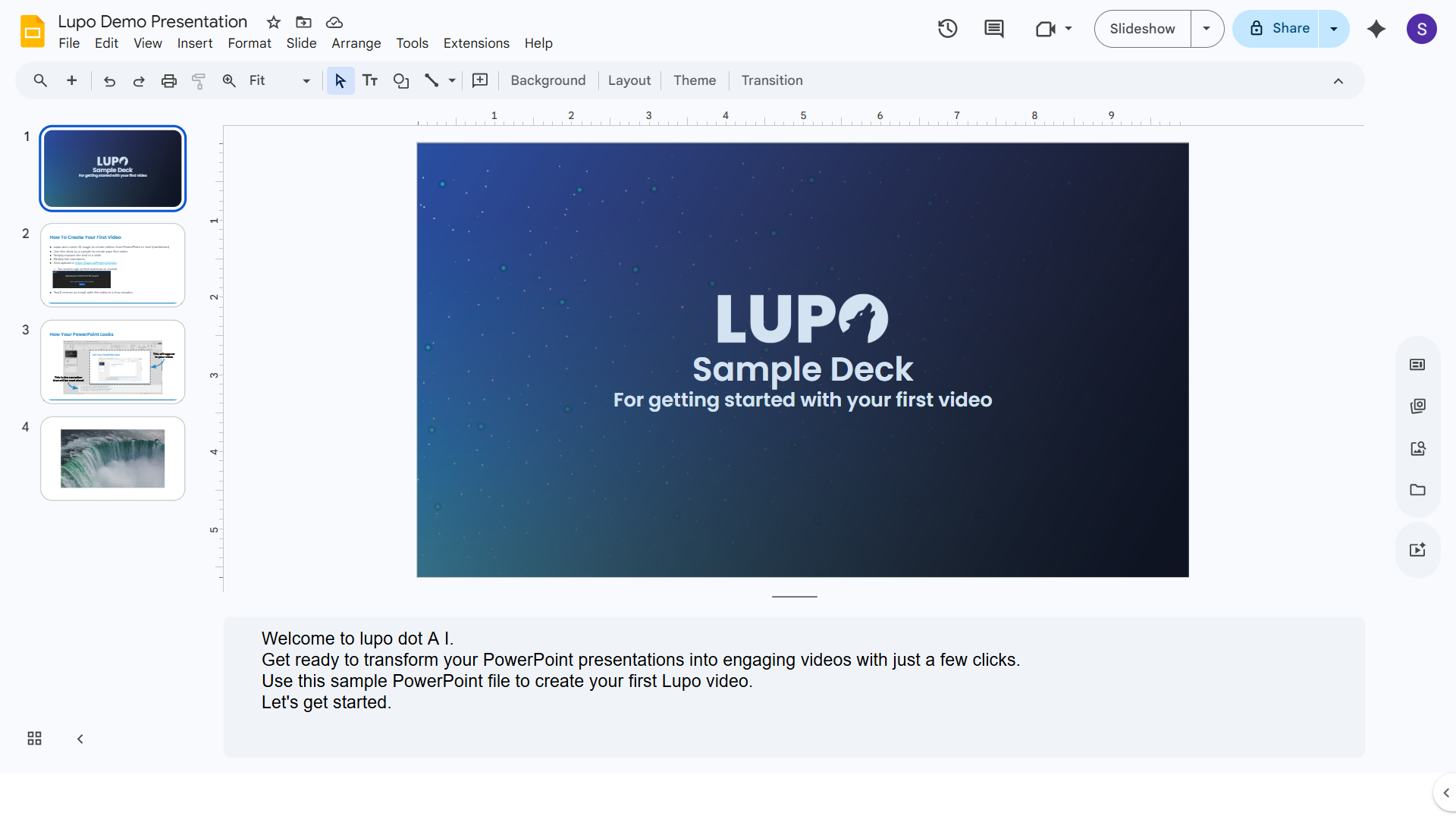 Google Slides deck with speaker notes visible at the bottom